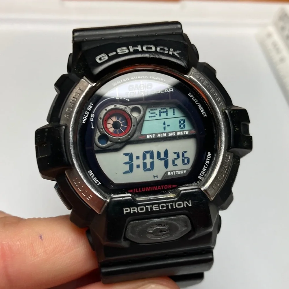 Casio Gshock GR-8900, tough solar, black watch, light works, new solar cell